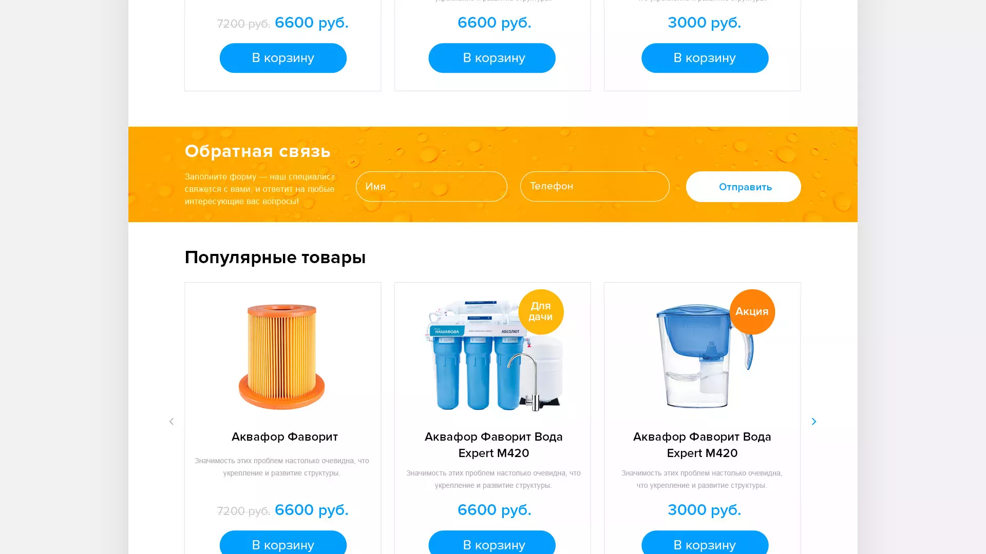 Создание интернет-магазина «Водолей» по продаже фильтров очистных сооружений в Славгороде