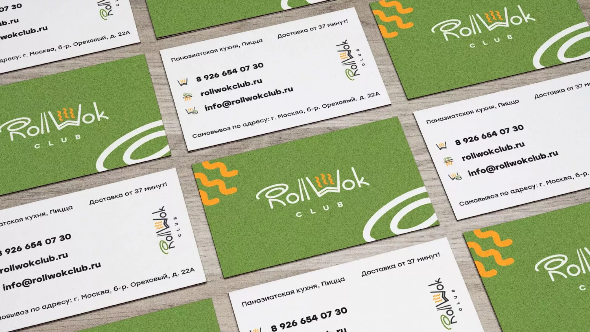 Разработка дизайна визиток суши-бара «Roll Wok Club» в Славгороде